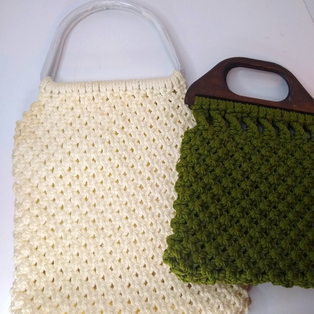 Vintage Macrame Crochet Handmade Purses